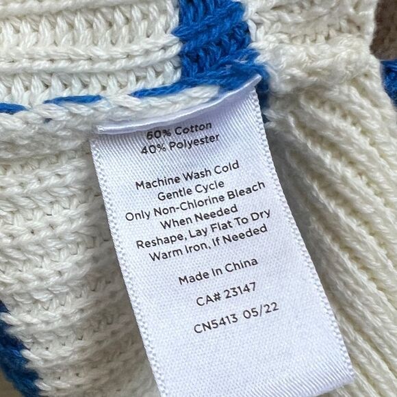 Talbots MULTI STRIPE CREWNECK HIGH-LOW SWEATER Size Small - Picture 7 of 8
